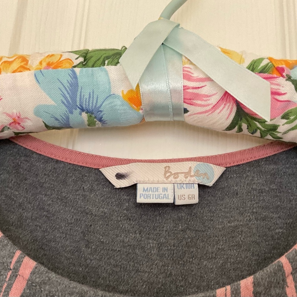Boden Dress Hettie Tulip Pattern Gray Pink Pockets 3/4 Sleeve Elastic at Waist 6 - Picture 6 of 6